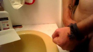 jerking it over the sink then right at you!